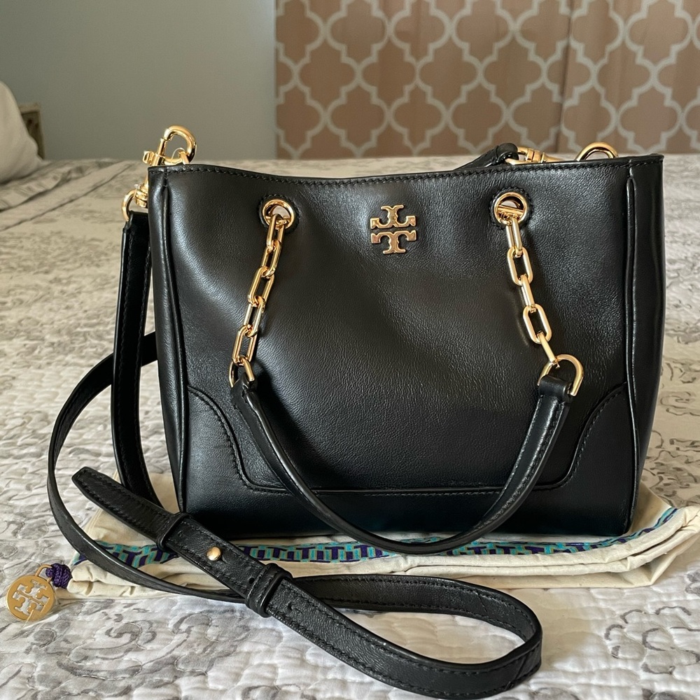 Tory Burch Marsden Leather Tote - Small, Black